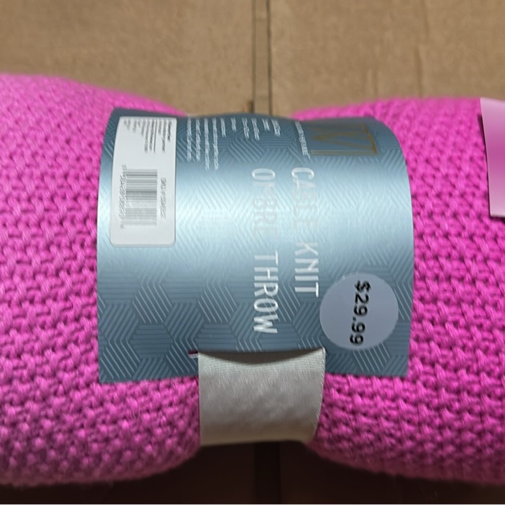 Vibrant Pink Knit Throw Blanket